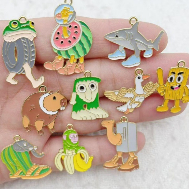 Men Accessories Jewelry - 10 Stück Kreative Legierungs-Emaille-Schmuckanhänger, Monster, Lustig,