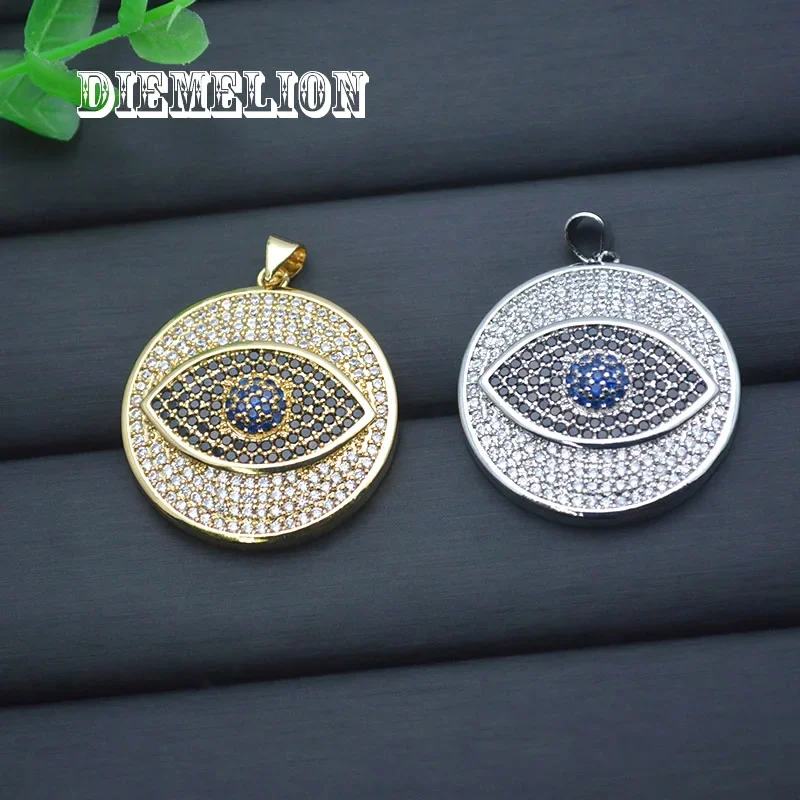Men Accessories Evil Eye - Großer Runder Anhänger mit Blauem Zirkonia-Bösem