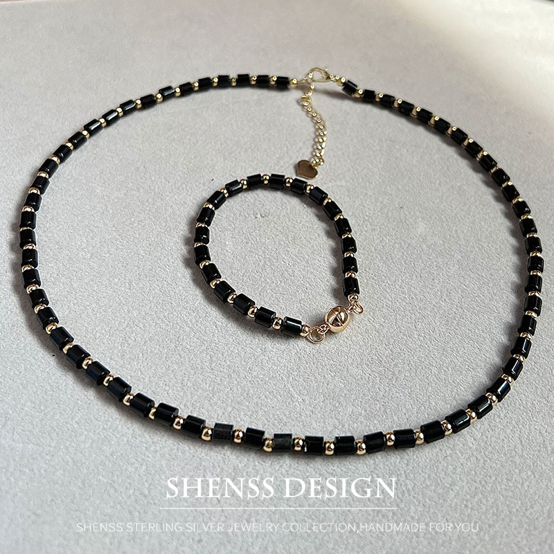 Men Accessories Kit - Natürliche 4-mm-Obsidian-Halskette, verkupfertes 14-karätiges Gold, Accessoires