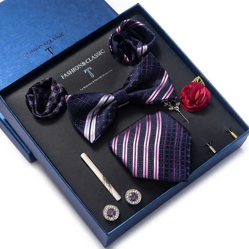 Cufflink Box Set - Weihnachtsgeschenk Krawatte Taschentuch Einstecktücher Manschettenknopf Set
